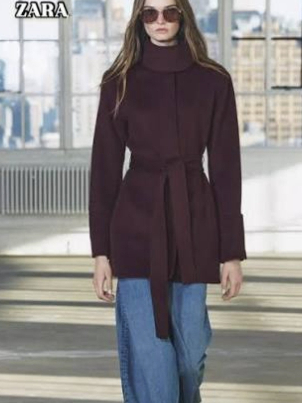 Zara Belted Wool Blend Coat - Picture 5 of 9
